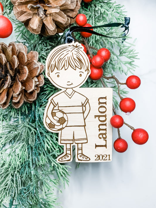 Soccer Player Ornament Boy - Personalized