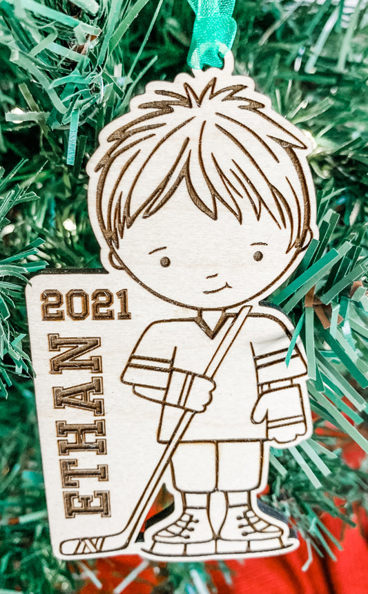 Hockey Player Ornament Boy - Personalized