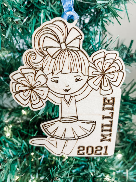 Cheerleader Ornament Girl - Personalized