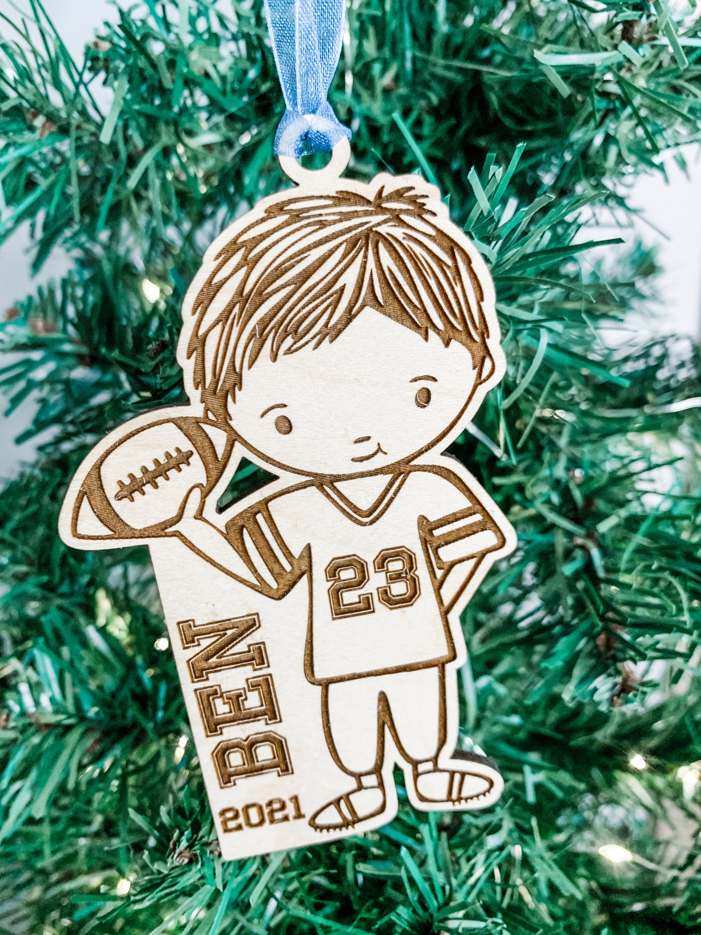 Boy Football Player Ornament - Personalized