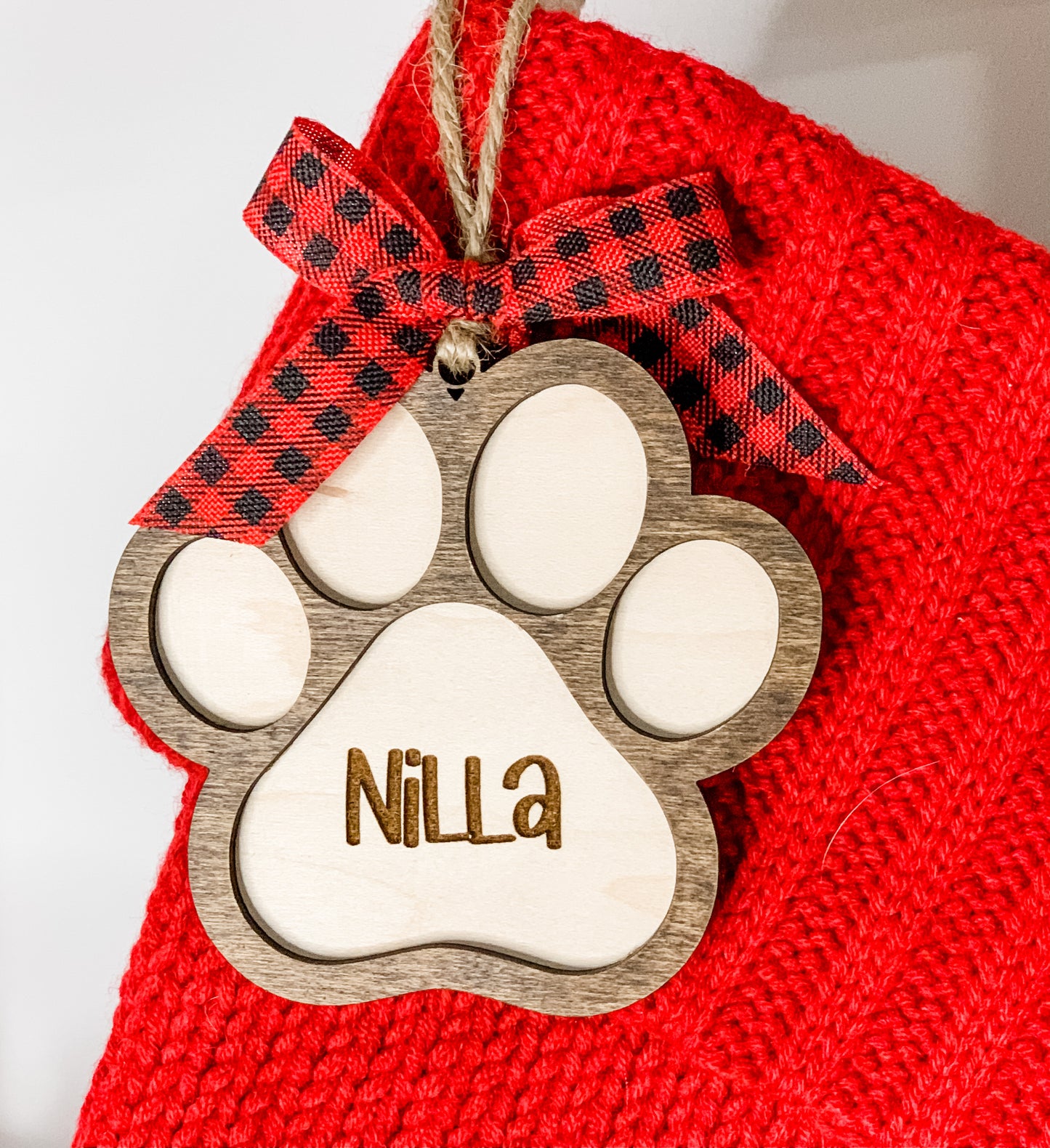 Paw Ornament or Stocking Tag