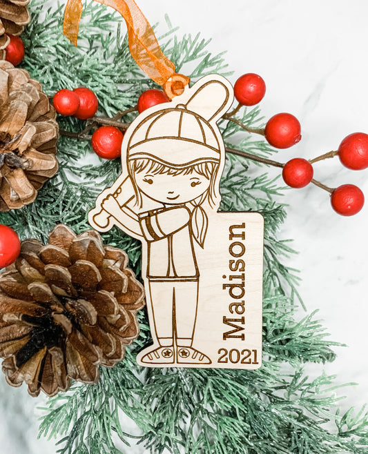 Softball Player Ornament Girl - Personalized
