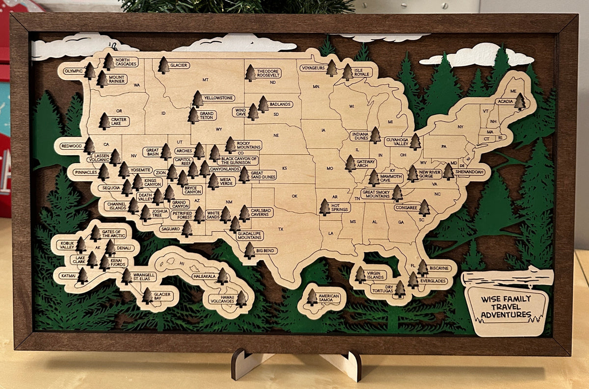 Personalized Example of National Park Travel Map.