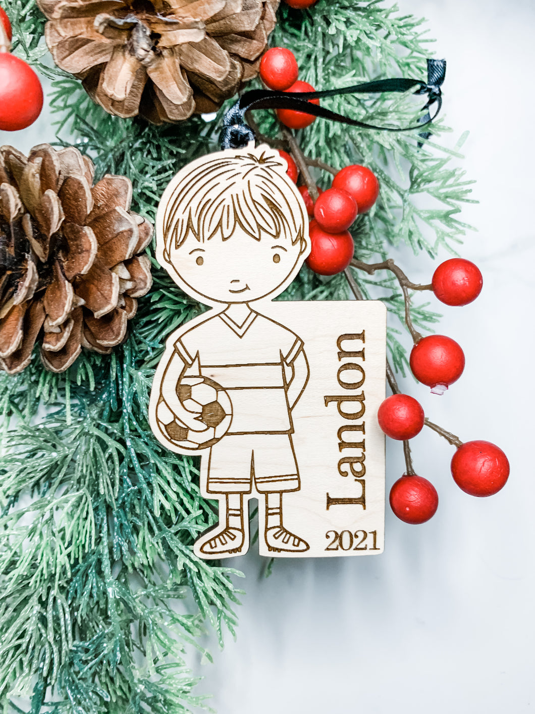 Boy Soccer Player Ornament - Personalized