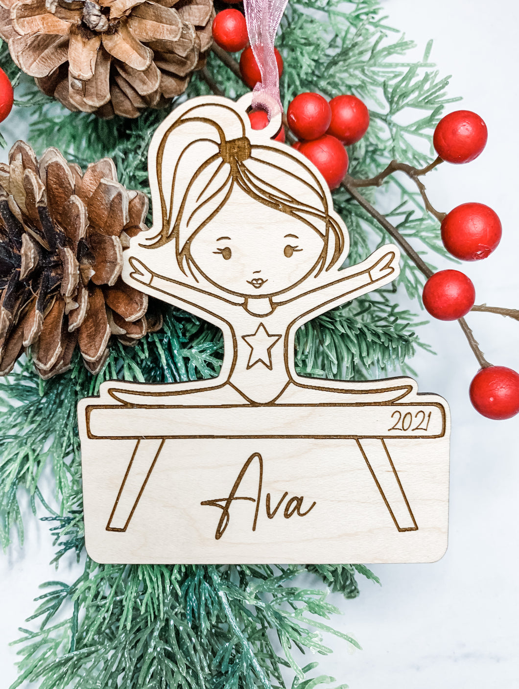 Girl Gymnast Ornament - Personalized