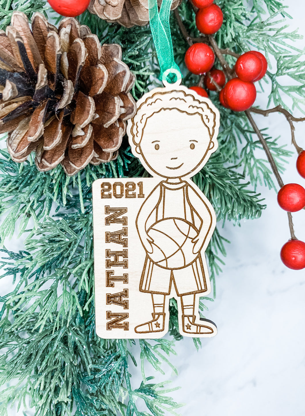 Boy Basketball Player Ornament - Personalized