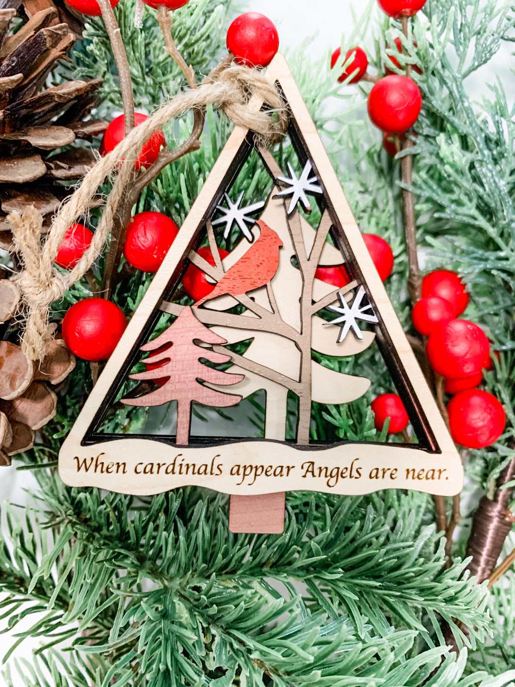 Cardinal Layered Ornament - Angels Are Near or Personalized