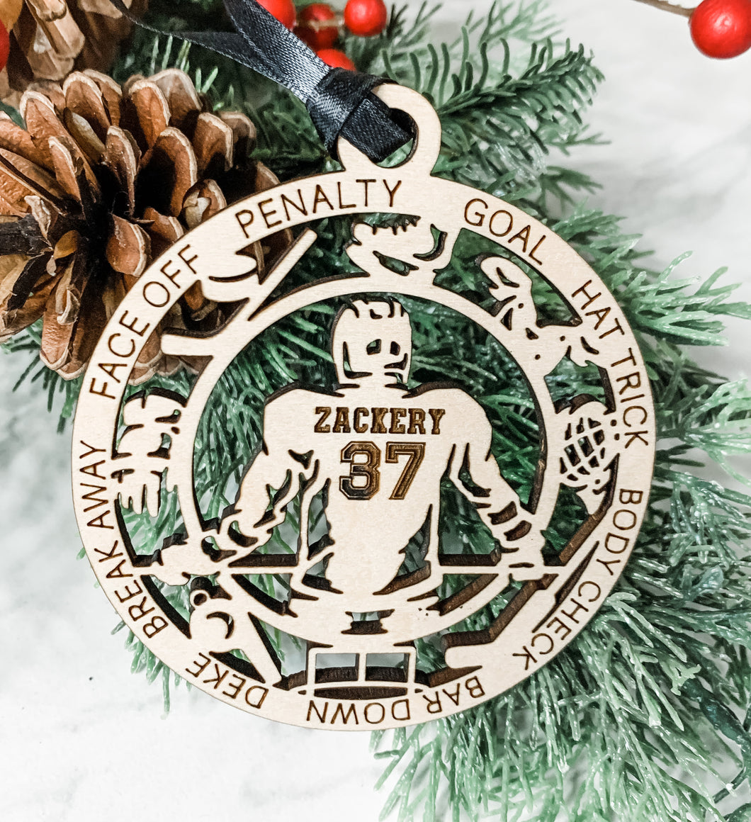 Hockey Player Ornament Male - Personalized